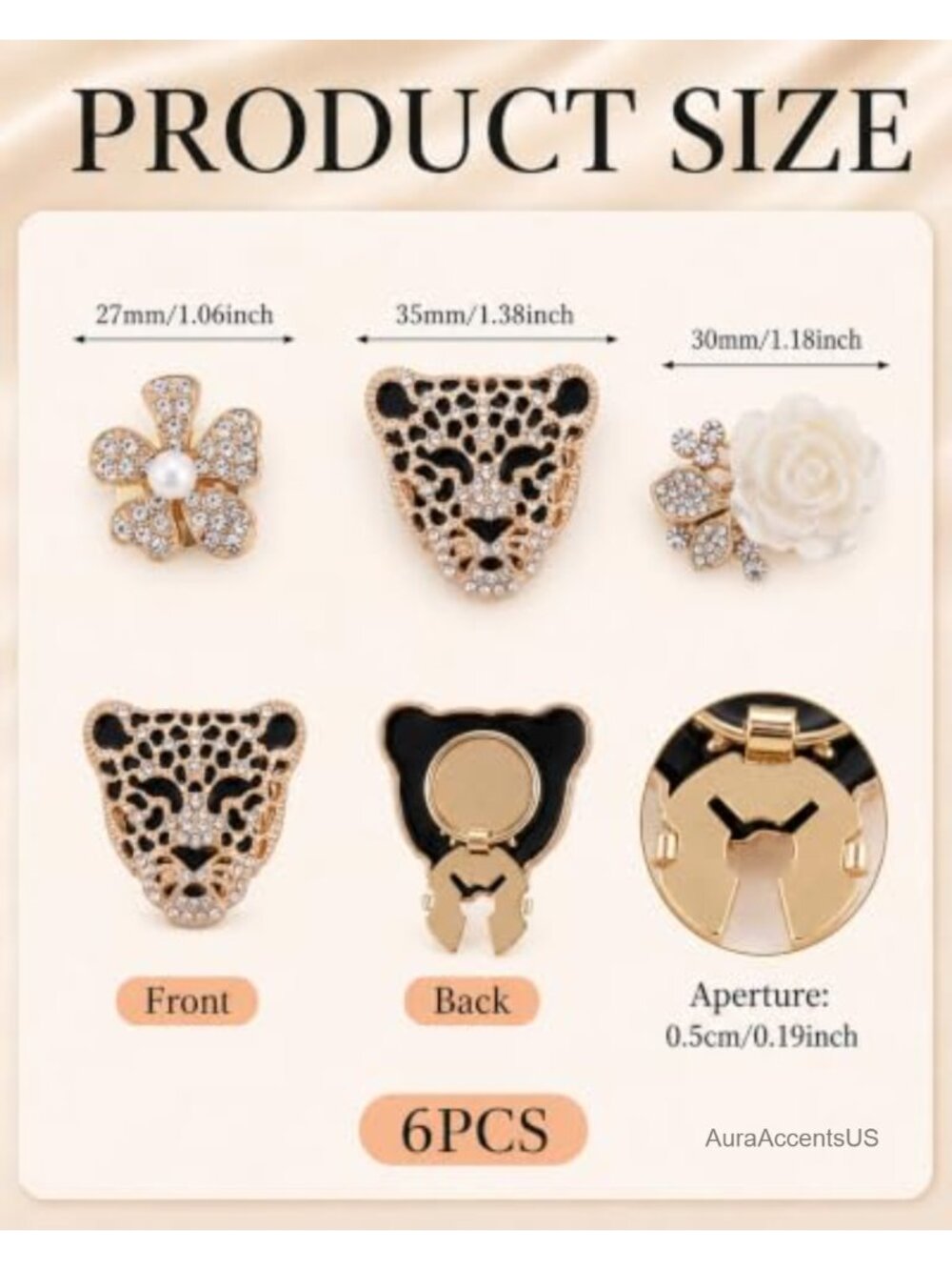 6 Detachable Button Covers for Blouses, Dresses, Coats, Scarves - No Sew - Picture 4 of 5